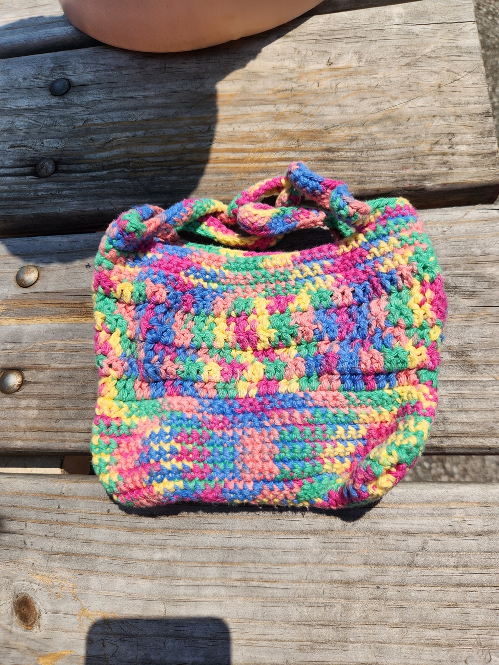 Handmade Crochet Shoulder Bag - Multicolor